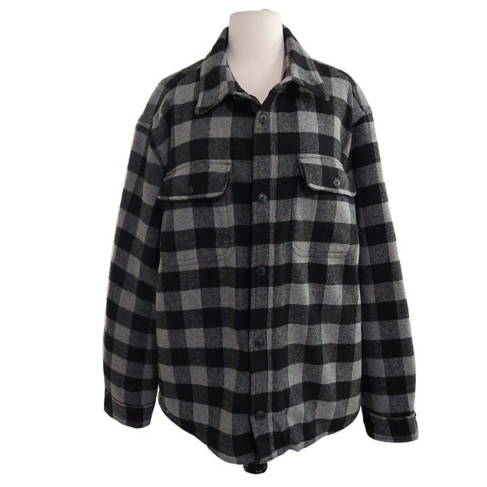 Jachs New York Mens Wool Black Plaid Button-up Shacket Size XX Large